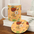 Bazinco Teapots & Chai Glasses White 11 Oz Ceramic Mug and Coaster Gift Combo