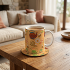 Bazinco Teapots & Chai Glasses White 11 Oz Ceramic Mug and Coaster Gift Combo