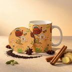 Bazinco Teapots & Chai Glasses White 11 Oz Ceramic Mug and Coaster Gift Combo