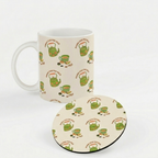 Bazinco Unique Traditional Pattern White 11 Oz Ceramic Mug and Coaster Gift Combo