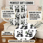 Bazinco Matching Panda Pattern White 11 Oz Ceramic Mug and Coaster Gift Combo