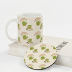 Bazinco Unique Traditional Pattern White 11 Oz Ceramic Mug and Coaster Gift Combo