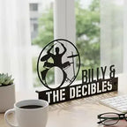 Bazinco Drummer Silhouette Personalized Band Name Plate | Custom Music Studio Desk Sign