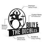 Bazinco Drummer Silhouette Personalized Band Name Plate | Custom Music Studio Desk Sign