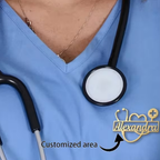 Custom Medical Name Badge with Stethoscope & Heart Design – Personalized Gold Doctor Brooch | Bazinco