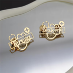 Custom Medical Name Badge with Stethoscope & Heart Design – Personalized Gold Doctor Brooch | Bazinco