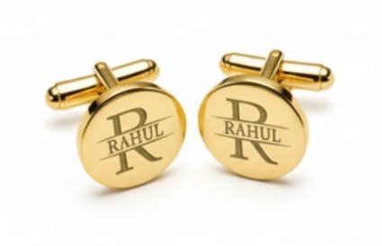 Bazinco Engraved Initial Cufflink Set – Personalized Formal Accessories for Men