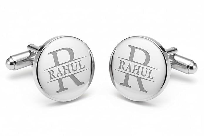 Bazinco Engraved Initial Cufflink Set – Personalized Formal Accessories for Men