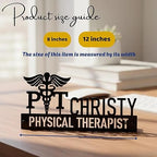Custom Physical Therapist Name Plate – Caduceus Medical Desk Sign in Stainless Steel by Bazinco
