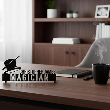 Bazinco Personalized Magician Name Plate – Custom Magic Hat Desk Nameplate for Magicians