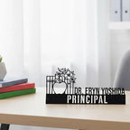 Bazinco Personalized Principal Desk Name Plate – Elegant Teacher Office Name Sign with Books Design