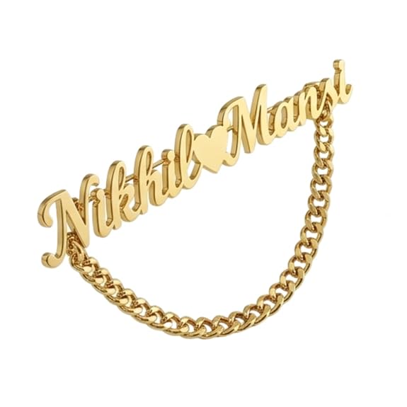 Bazinco Personalized Name Lapel Pin with Chain | Custom Signature Brooch for Blazer & Suit