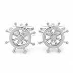 Bazinco Nautical Ship Wheel Cufflinks for Men – Premium Silver Anchor Style Formal Shirt Accessories