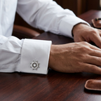 Bazinco Nautical Ship Wheel Cufflinks for Men – Premium Silver Anchor Style Formal Shirt Accessories