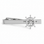 Bazinco Nautical Ship Wheel Tie Clip – Premium Silver Tie Bar for Men Formal Wear