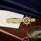 Bazinco Nautical Ship Wheel Tie Clip – Premium Silver Tie Bar for Men Formal Wear