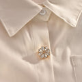 Bazinco Flower Gold Finish Kundan Shirt Button Cover Set of 2 for Unisex – Premium Crystal Floral Button Covers for Shirts, Kurtas & Bulk Orders