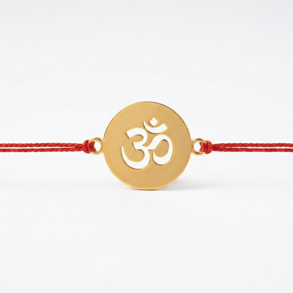 Bazinco Sacred Om Design Gold Finish Rakhi for Brother