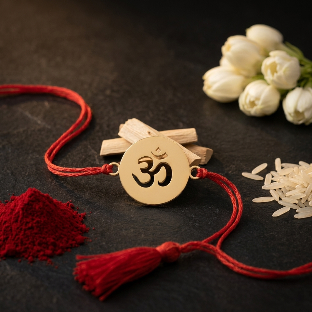 Bazinco Om Rakhi | Spiritual Rakhi for Brother | Sacred Hindu Raksha Bandhan Thread with Om Symbol