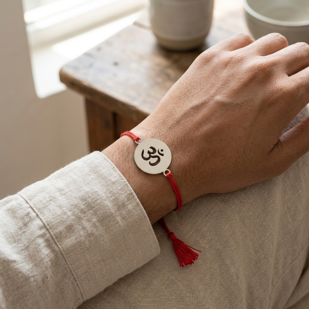 Bazinco Om Rakhi | Spiritual Rakhi for Brother | Sacred Hindu Raksha Bandhan Thread with Om Symbol