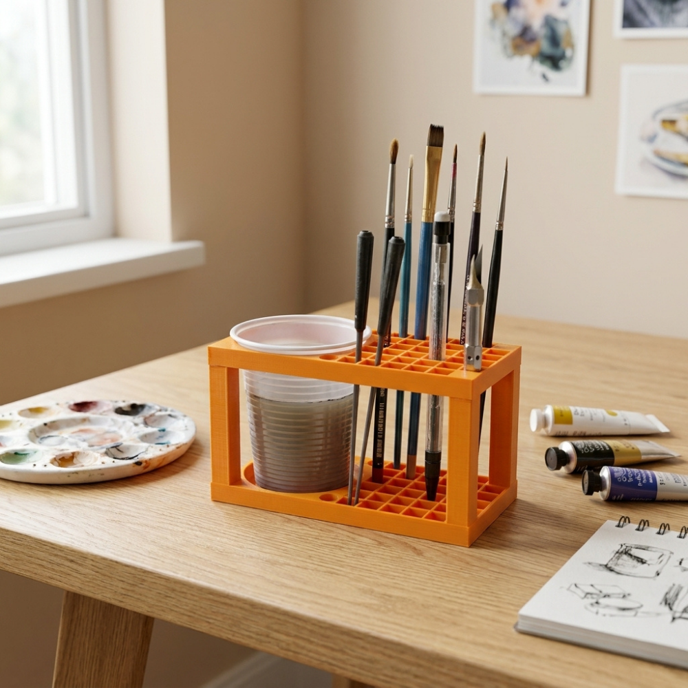 Bazinco Paint Brush Holder Stand – Artist Brush Organizer with Water Cup for Art Supplies