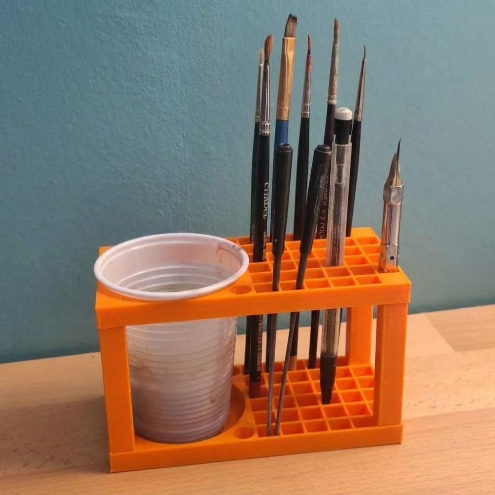 Bazinco Paint Brush Holder Stand – Artist Brush Organizer with Water Cup for Art Supplies