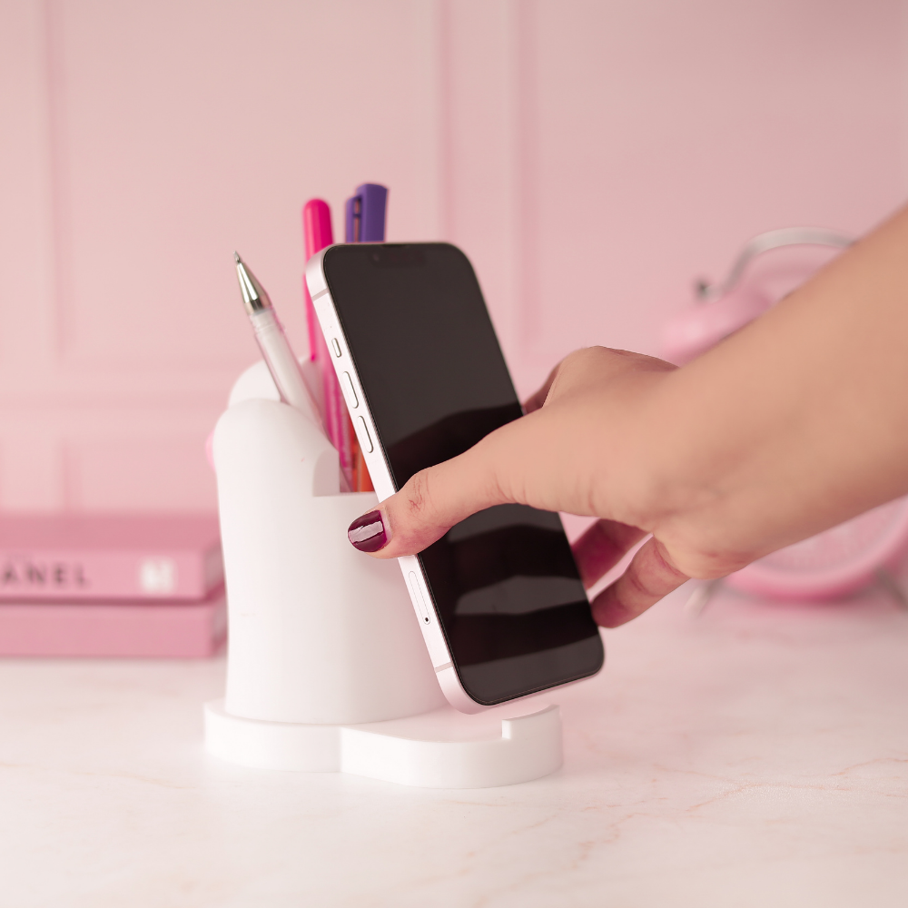 Bazinco Paw Shape Desk Organizer Stand – Cute Pen Holder with Mobile Stand for Study Table
