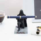Bazinco Sci-Fi Warrior Desk Organizer – Personalized Pen Holder & Ring Display Stand