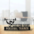 Bazinco Custom Fitness Trainer Name Plate – Personalized Barbell Personal Trainer Metal Desk Sign