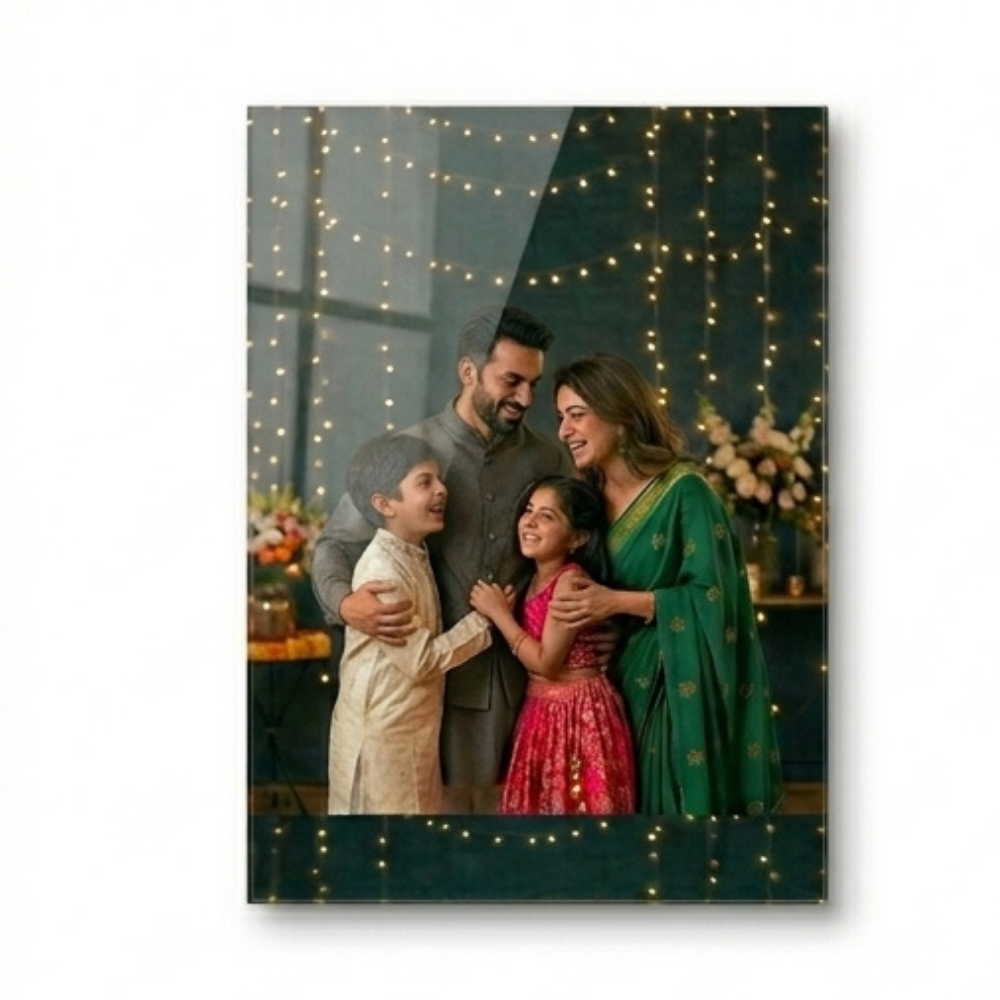 Bazinco Personalised Acrylic Glossy Photo Frame for Parents | Custom Family Picture Frame | Anniversary & Wedding Gift for Mom Dad | Premium Wall Mount Acrylic Photo Frame