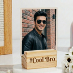 Bazinco Personalized Wooden Photo Stand for Brother | Cool Bro Custom Photo Frame | Personalized Picture Stand | Birthday & Rakhi Gift for Brother