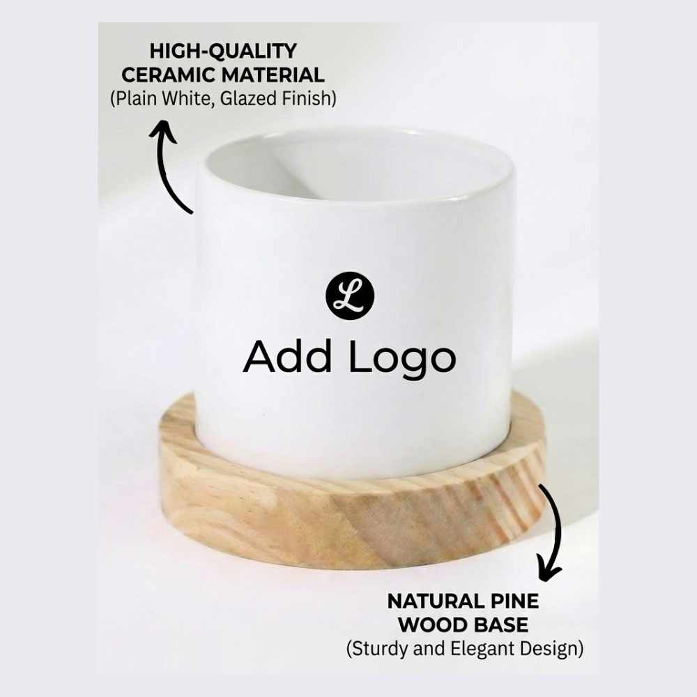 Custom Logo Planter for Office Desk | Personalised Corporate Gift Planter by Bazinco