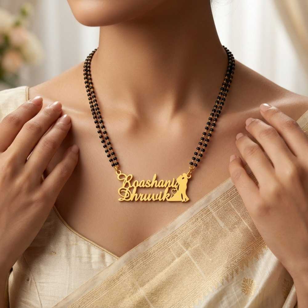 Personalised Couple Name Mangalsutra – Custom Romantic Jewellery for Women by Bazinco