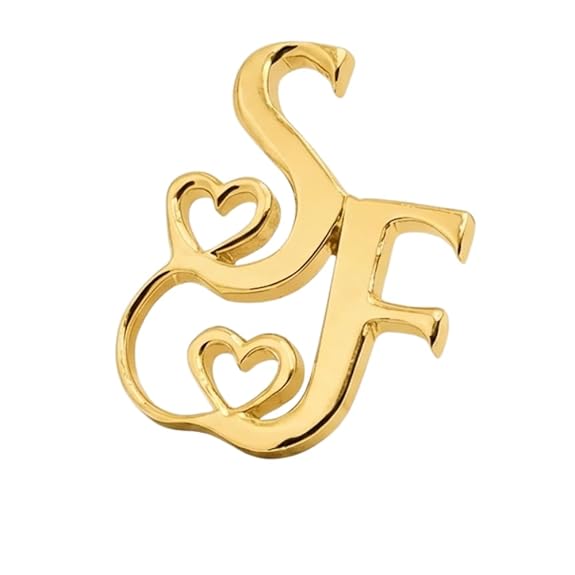 Bazinco Custom Initials Heart Brooch – Romantic Script Lapel Pin for Men & Women