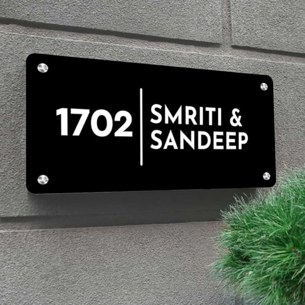 Bazinco name plates

stylish door name plate

house name board

custom name plate for door

apartment door name plate