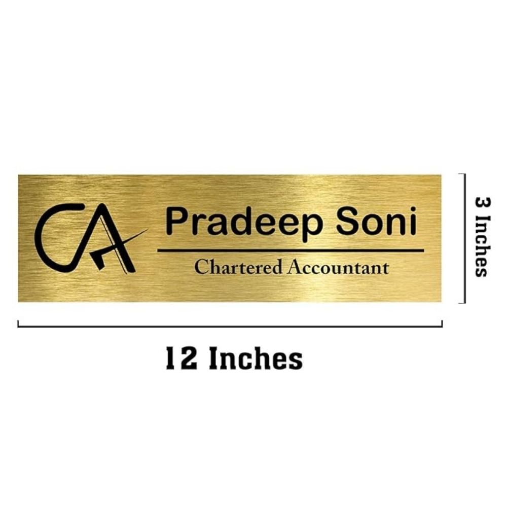 Bazinco name plates
chartered accountant name plate
Custom metal name plate
personalised gold metal name plate 
custom home decor
office name plate