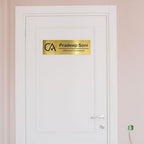 Bazinco name plates
chartered accountant name plate
Custom metal name plate
personalised gold metal name plate 
custom home decor
office name plate