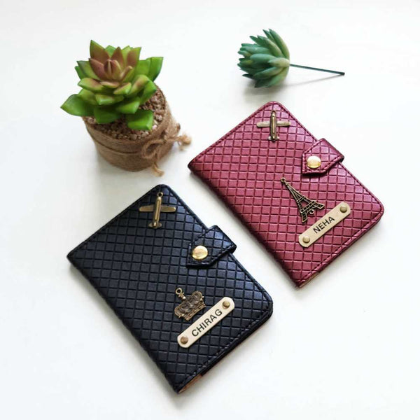 Bazinco Personalized Passport Cover Checks Texture