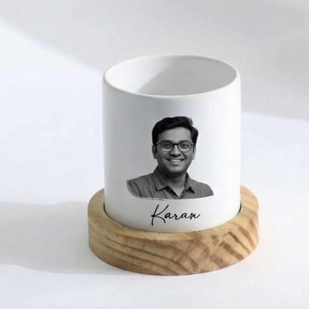 Bazinco Personalized Photo Plant Pot with Name – Custom Picture Ceramic Planter Gift for Home & Office Decor