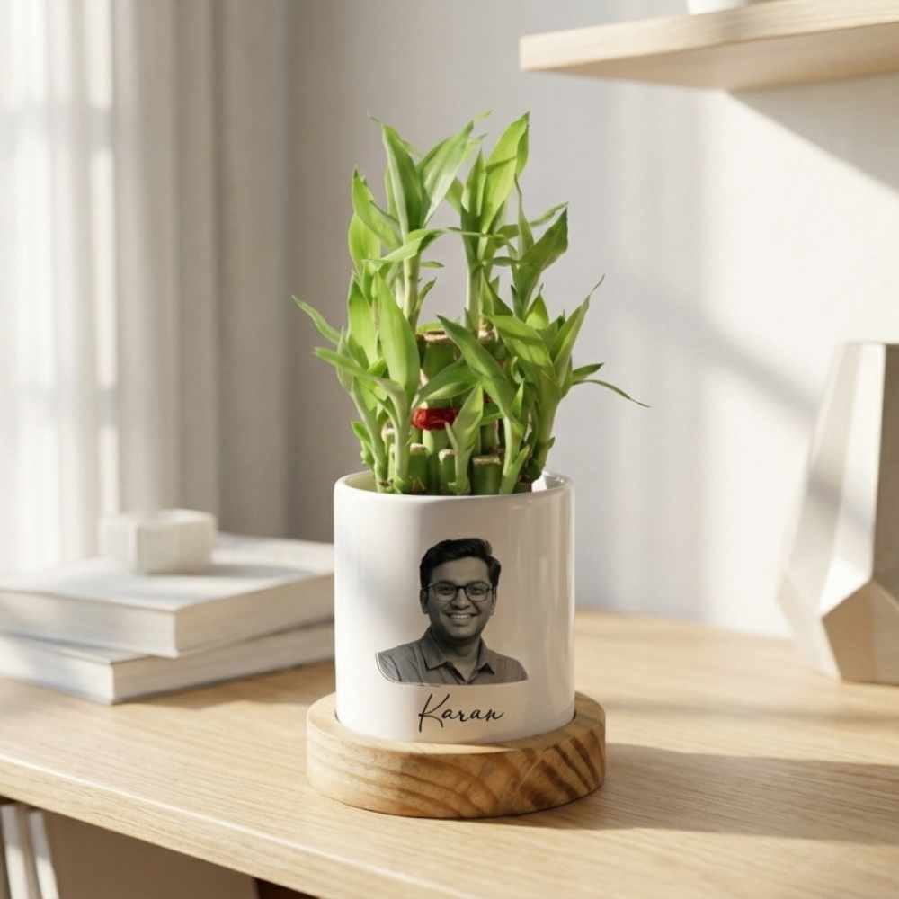 Bazinco Personalized Photo Plant Pot with Name – Custom Picture Ceramic Planter Gift for Home & Office Decor