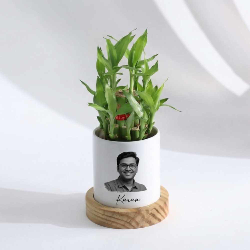 Bazinco Personalized Photo Plant Pot with Name – Custom Picture Ceramic Planter Gift for Home & Office Decor