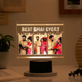 Bazinco Personalised Raksha Bandhan LED Photo Stand | Custom Acrylic Photo Lamp with 3 Photos | Best Bhai Ever Gift | Rakhi Gift for Brother | Personalized Night Light