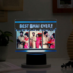 Bazinco Personalised Raksha Bandhan LED Photo Stand | Custom Acrylic Photo Lamp with 3 Photos | Best Bhai Ever Gift | Rakhi Gift for Brother | Personalized Night Light