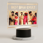 Bazinco Personalised Raksha Bandhan LED Photo Stand | Custom Acrylic Photo Lamp with 3 Photos | Best Bhai Ever Gift | Rakhi Gift for Brother | Personalized Night Light
