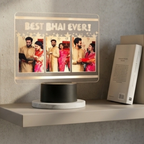 Bazinco Personalised Raksha Bandhan LED Photo Stand | Custom Acrylic Photo Lamp with 3 Photos | Best Bhai Ever Gift | Rakhi Gift for Brother | Personalized Night Light