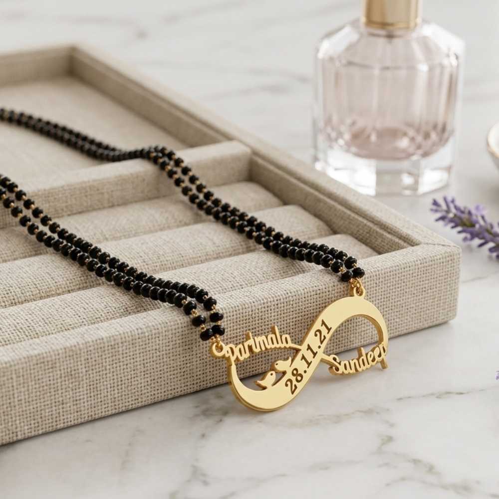 Custom Infinity Name Mangalsutra for Couples – Personalized Romantic Jewellery by Bazinco