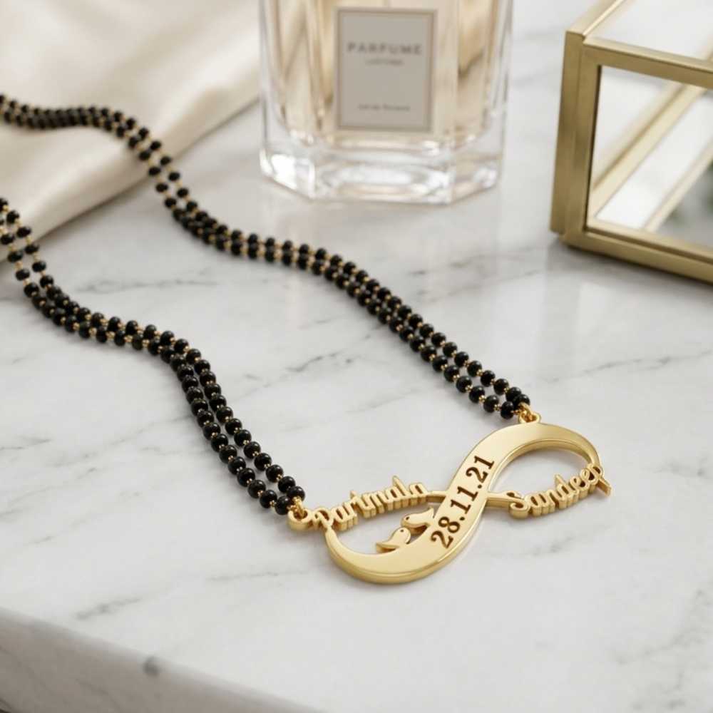 Custom Infinity Name Mangalsutra for Couples – Personalized Romantic Jewellery by Bazinco