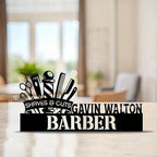 Bazinco Barber Tools Personalized Barber Name Plate | Custom Salon Name Board for Barbershop