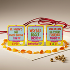 Bazinco Personalized Bhai Behen Fridge Magnet | Custom Name Sibling Gift Magnet | Bhai-Behen Ka Pyaar Forever Yaar