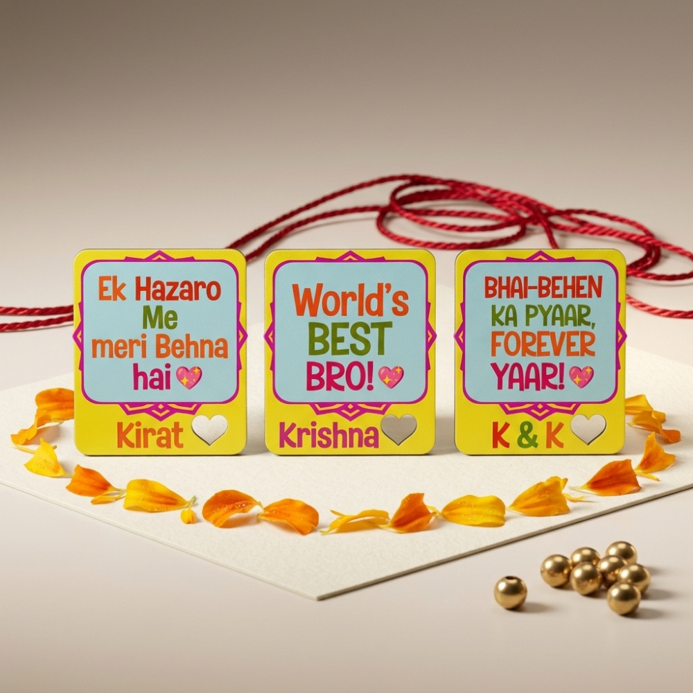 Bazinco Personalized Bhai Behen Fridge Magnet | Custom Name Sibling Gift Magnet | Bhai-Behen Ka Pyaar Forever Yaar